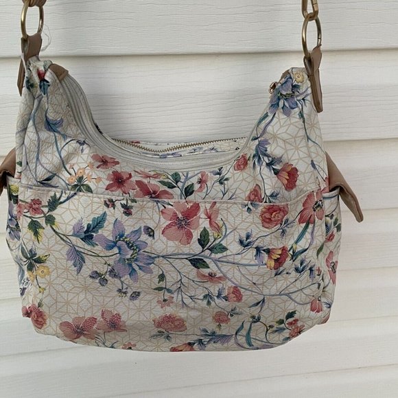 Women Shoulder Bag Multi Color Floral Print Faux Leather Bag - Picture 5 of 10